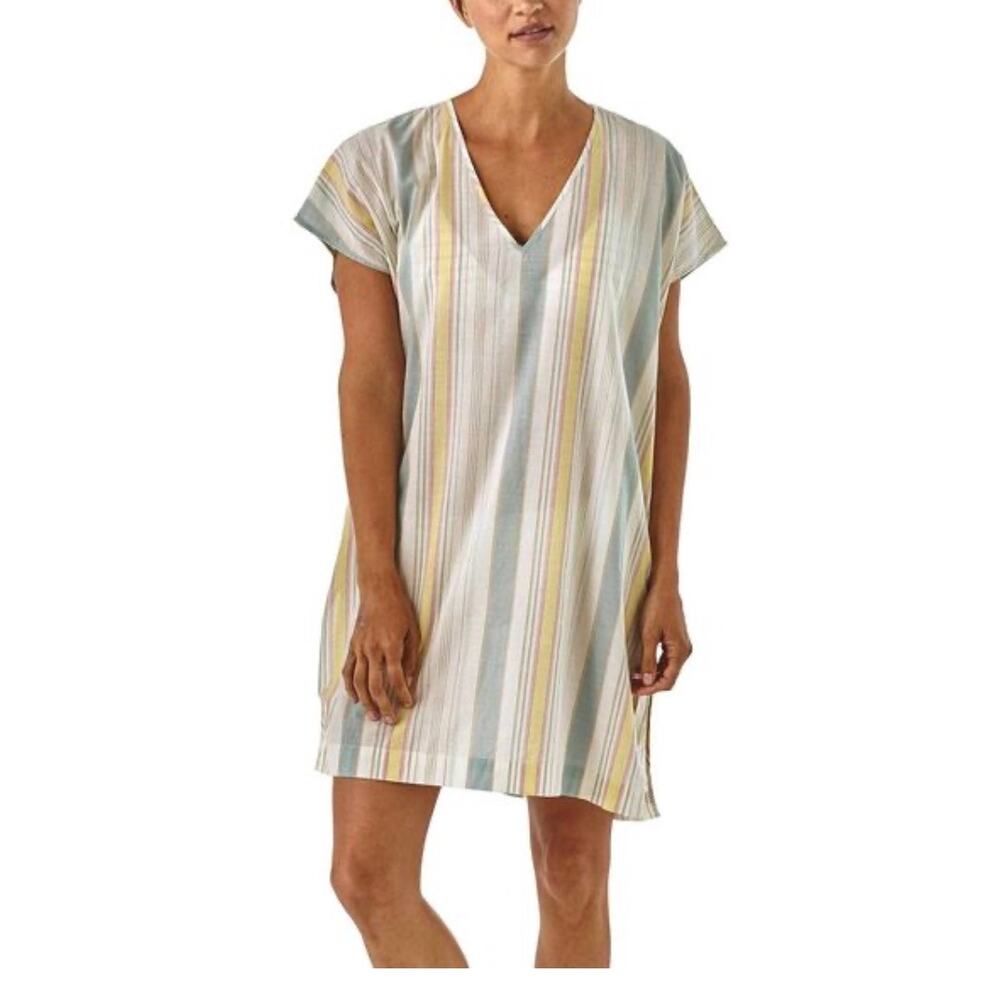 Patagonia swim cover up beach cover XS organic cotton hemp resort wear stripes